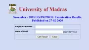 Madras University Declares UG, PG, and Professional Exam Results for November 2025