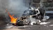 Major Fire Engulfs Three Autorickshaws and Motorcycle in Thane, No Casualties Reported