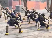 Shaolin Monks Train with AI Kung Fu Robots in Historic China Session
