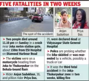 Two Killed in Late-Night Motorcycle Crash Near Joka Metro Station in Kolkata