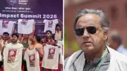 Youth Congress Workers Stage Shirtless Protest at AI Summit After Tharoor's Praise