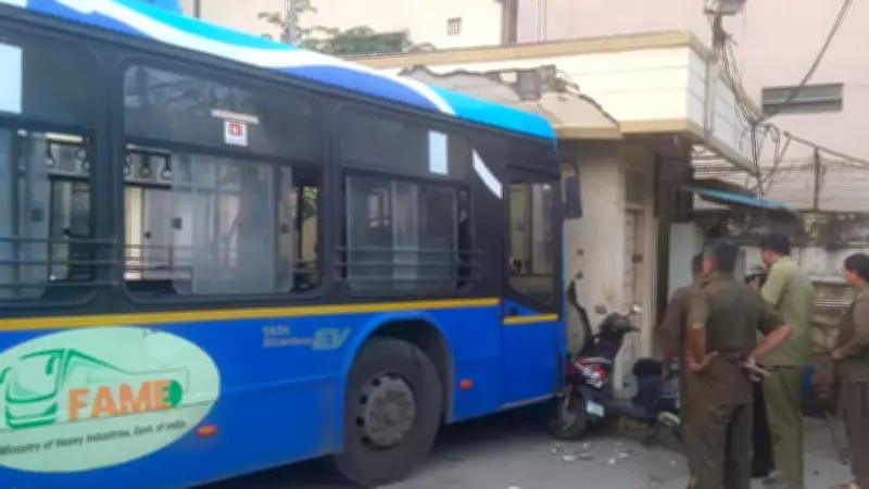 BMTC Bus Crashes into Depot After Driver Forgets to Apply Handbrake
