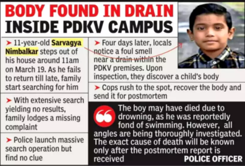 Body of Missing 11-Year-Old Boy Found in Akola University Drain