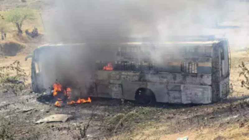 Bus Gutted by Fire After Accident Recovery Sparks Blaze in Gujarat