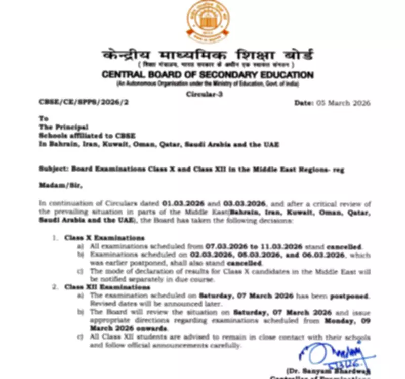 CBSE Cancels Class 10 Exams, Postpones Class 12 in Middle East Amid Regional Tensions