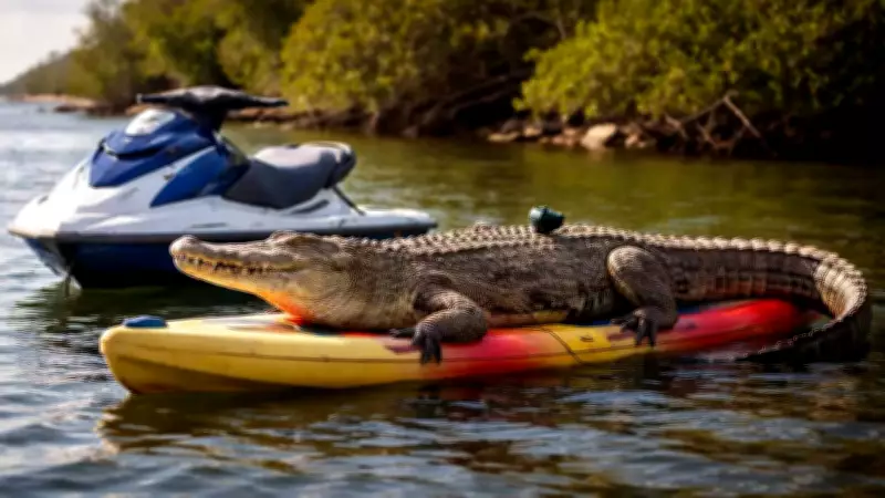 Crocodiles Adapt to Human Encroachment by Sunbathing on Jet Skis and Kayaks
