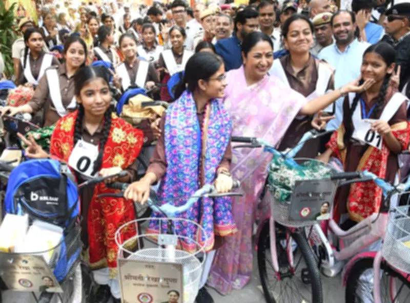 Delhi CM Rekha Gupta Distributes Bicycles to 1,100 Schoolgirls on Durga Ashtami
