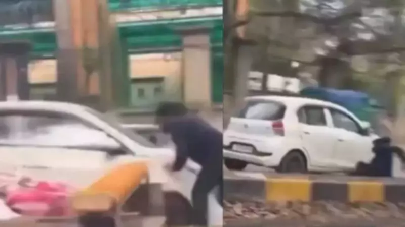 Delhi Traffic Cop Dragged on Car Bonnet During Drunk Driving Check in Janakpuri