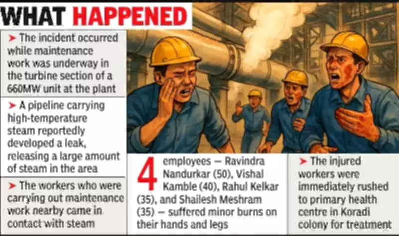 Four Workers Injured in Steam Leak at Maharashtra's Koradi Thermal Power Plant