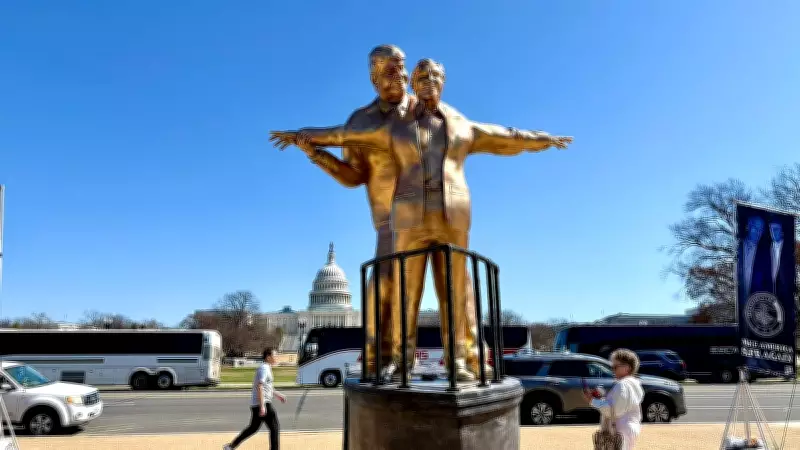 Gold-Painted Trump-Epstein Statue Erected in Washington, Sparks Controversy