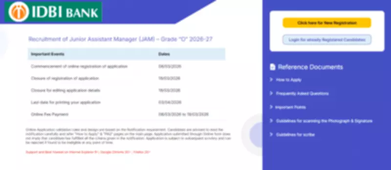 IDBI Bank Opens Applications for 1,100 Junior Assistant Manager Posts for 2026-27