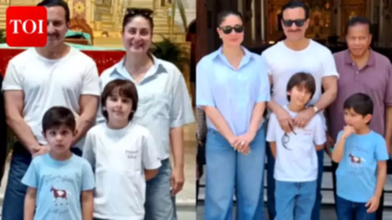 Kareena Kapoor Khan and Saif Ali Khan Visit Historic Bandra Church with Sons