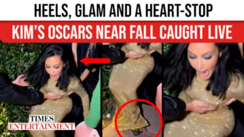 Kim Kardashian's Near Fall At Oscars Party In 8-Inch Heels Becomes Viral Sensation