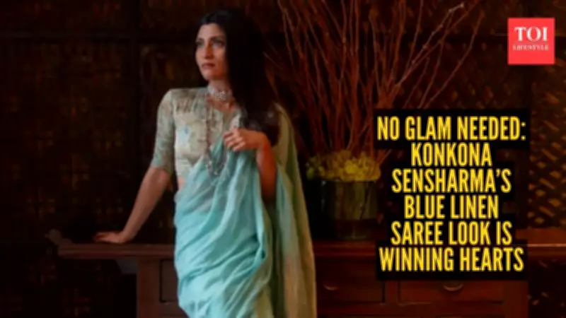 Konkona Sensharma's Blue Linen Saree: A Refreshing Summer Style Statement