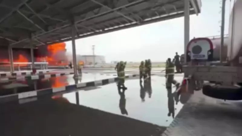 Kuwait Airport Fuel Tanks Hit by Suspected Iranian Drone Strike, Sparking Major Fire