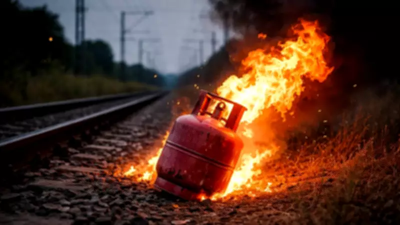LPG Cylinder Burns Near Kanpur Railway Tracks Amid Supply Crisis