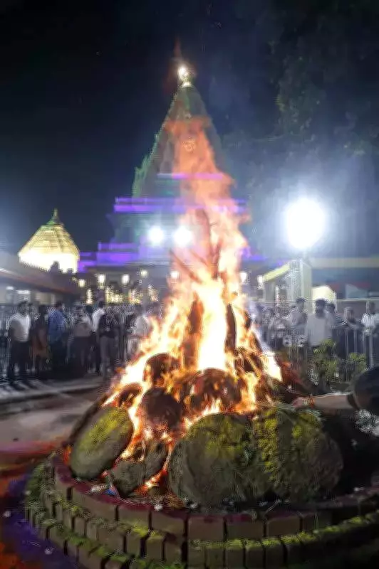 Mahakaleshwar Temple in Ujjain Lights Sacred Holika with Gau Kasht