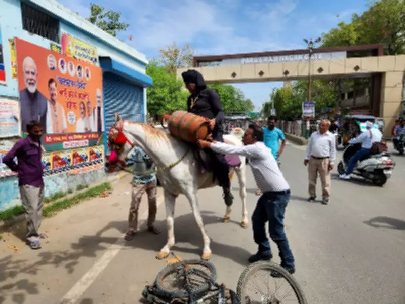 Man Rides Horse to Loot Gas Cylinder in Bathinda, Protests LPG Shortage