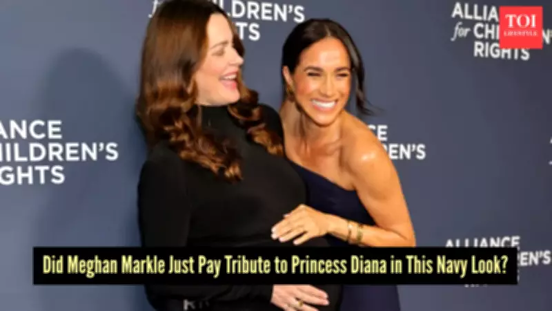 Meghan Markle's Navy Ralph Lauren Dress Paired with Sentimental Princess Diana Jewelry