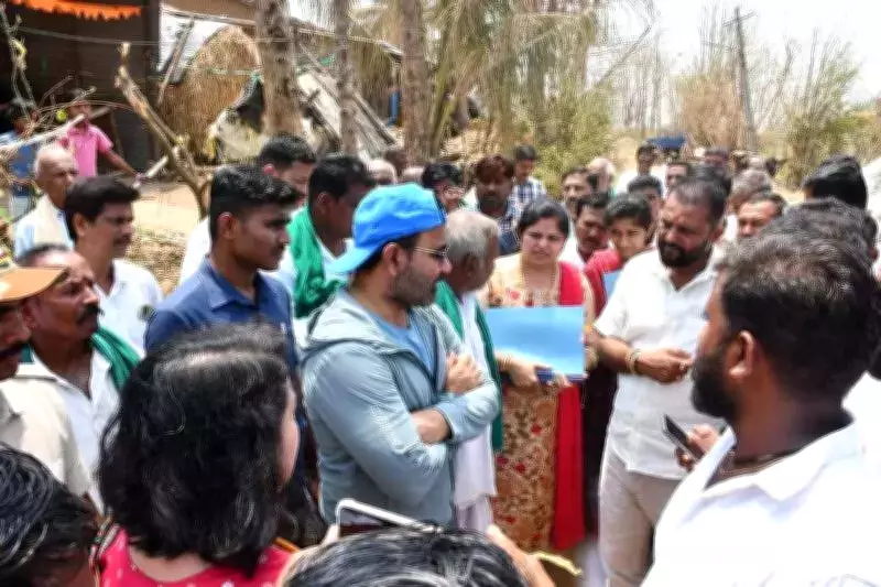 Minister Santosh Lad Assesses Hailstorm Damage in Dharwad Village, Distributes Relief