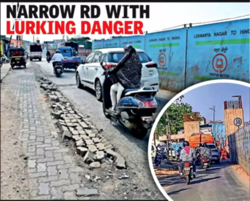 Nagpur Metro Construction Creates Major Traffic Bottleneck on Hingna Road