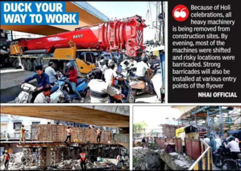 NHAI Contractor Endangers Nagpur Citizens During Crane Dismantling Near Railway Crossing