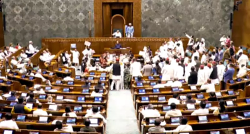 Opposition Stalls Parliament, Demands Debate on West Asia Over Birla Trust Vote
