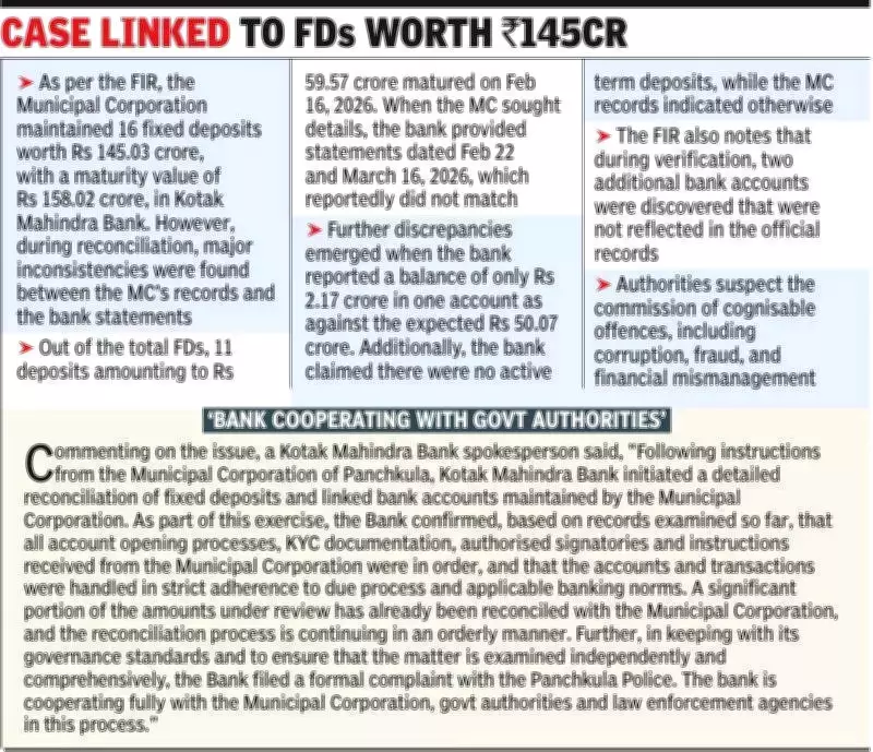 Panchkula MC Scam: FIR Against Kotak Bank Officials Over Rs 145 Crore FD Irregularities