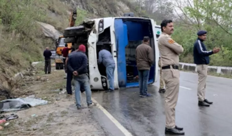 Pilgrim Bus Overturns in Una, Conductor Killed and Eight Injured