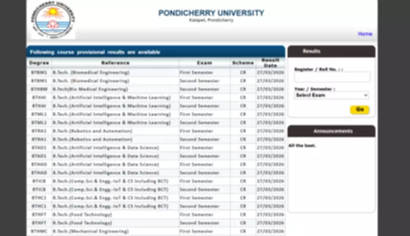Pondicherry University Releases 2026 B.Tech Semester Results for AI, Robotics & More
