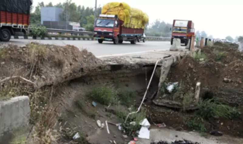 Potholed Service Lanes and Worn Edges on Amritsar Bypass Highway Pose Grave Driving Hazards