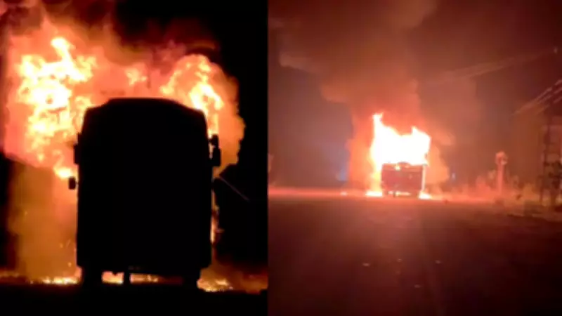 Private Bus Catches Fire in Andhra Pradesh, All 37 Passengers Evacuate Safely