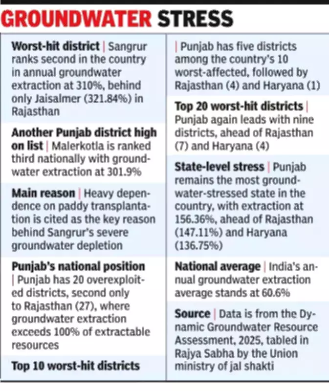 Punjab's Sangrur Ranks Second Nationally in Groundwater Over-Extraction