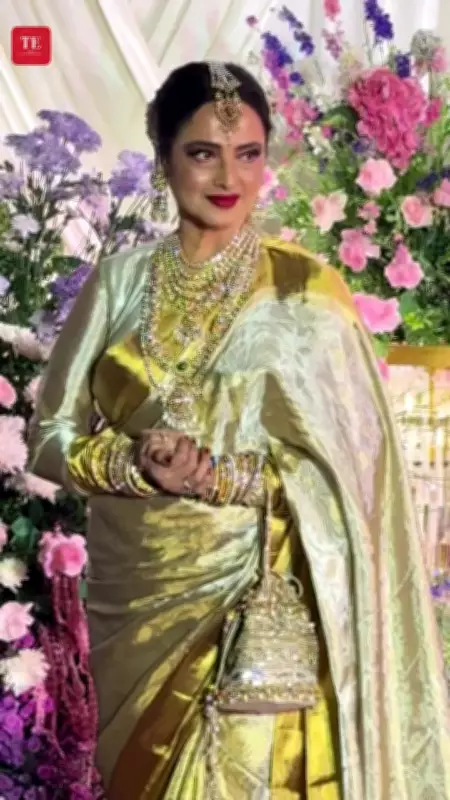 Rekha's Glamorous Appearance Steals Spotlight at Barjatya Wedding