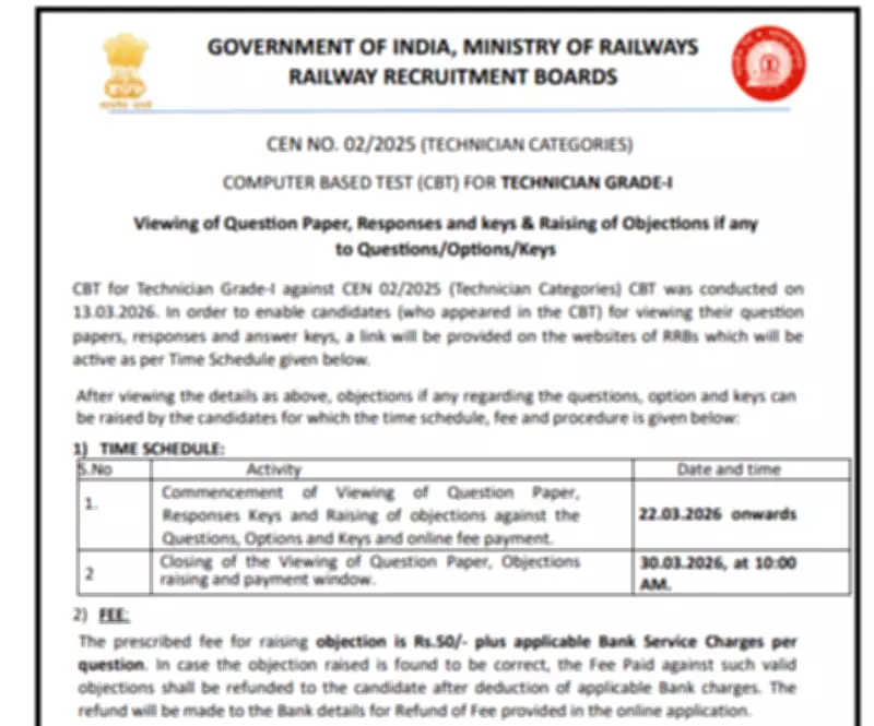 RRB Technician Grade 1 Answer Key 2026 Released Tomorrow: Check Dates, Fees