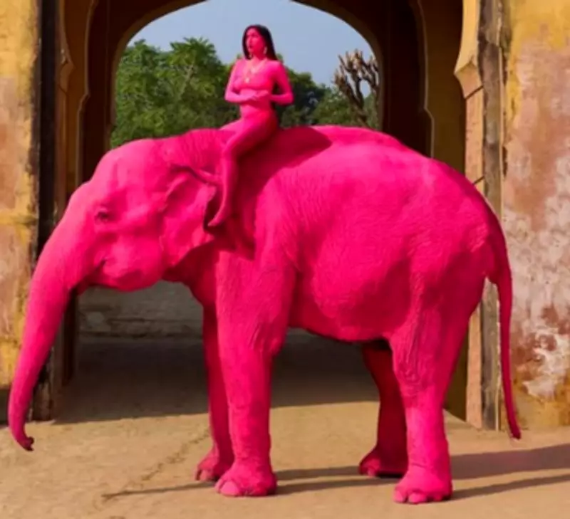 Russian Artist Faces Severe Backlash for Painting Elephant Pink in Rajasthan Photo Shoot