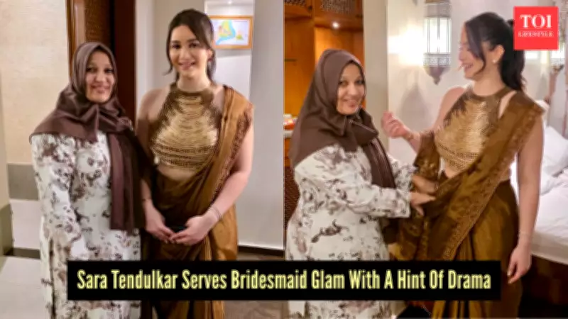 Sara Tendulkar Redefines Bridesmaid Fashion with Bronze-Gold Saree Look
