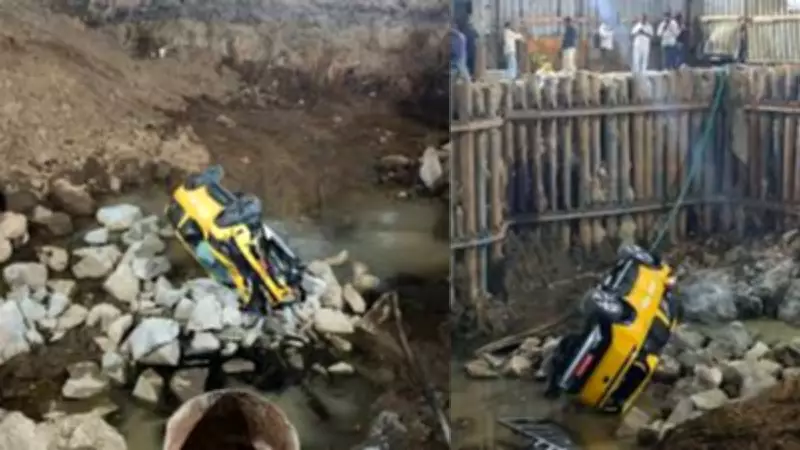 Tata Sierra SUV Plunges into Construction Pit During Test Drive in Thane, Three Injured