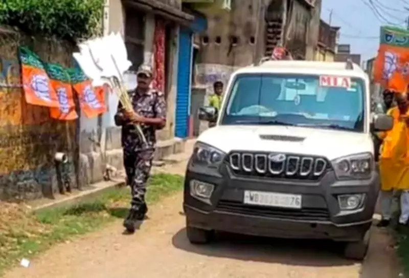 TMC to File Complaint Against BJP MLA After Video Shows CAPF Jawan Carrying Lotus Cutouts
