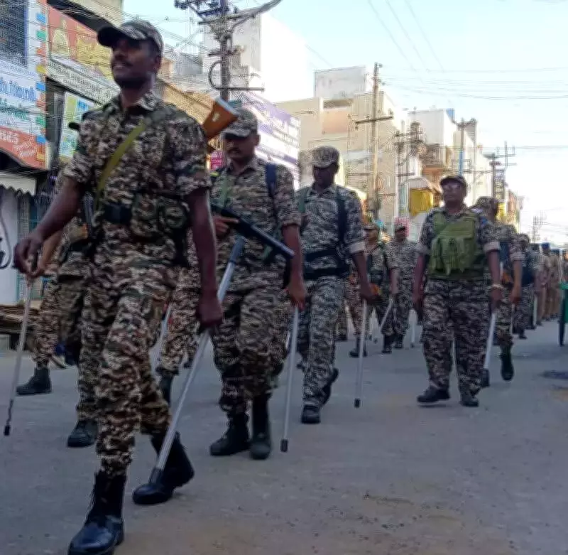 Trichy Police Conducts First Flag March Ahead of Assembly Elections