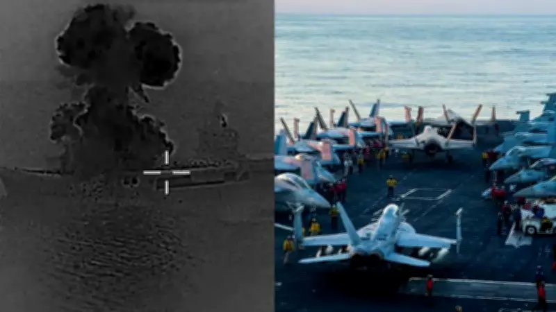 US Navy Strikes Iranian Drone Carrier in Red Sea, Vessel Catches Fire