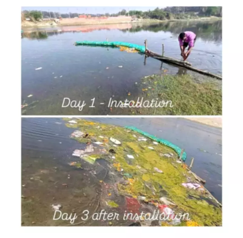 Uttar Pradesh Fights River Plastic with Floating Barriers Made from Waste