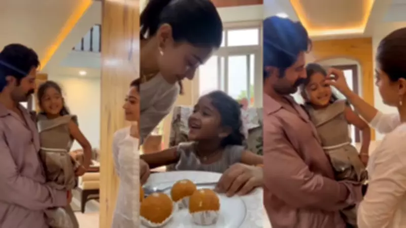 Vijay Deverakonda and Rashmika Mandanna Meet Young Fan at Hyderabad Home