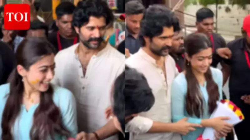 Vijay Deverakonda Protects Rashmika Mandanna Amid Fan Frenzy During Temple Visit
