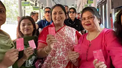 Delhi CM Rekha Gupta Inspects Saheli Pink Smart Card on DTC Bus Ride