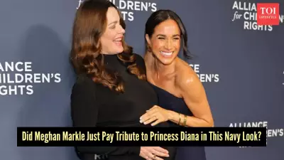 Meghan Markle's Navy Ralph Lauren Dress Paired with Sentimental Princess Diana Jewelry