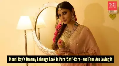 Mouni Roy's Golden Lehenga Look Evokes Divine Grace and Nostalgic Elegance