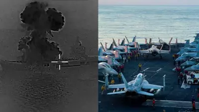 US Navy Strikes Iranian Drone Carrier in Red Sea, Vessel Catches Fire