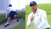 Bryson DeChambeau's Awkward Bunker Fall Goes Viral During LIV Golf Singapore