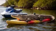 Crocodiles Adapt to Human Encroachment by Sunbathing on Jet Skis and Kayaks